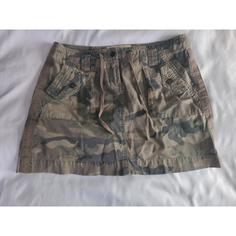 J.Crew Broken-In Chino Camo Mini Skirt Y2K Size 8 Cargo Cotton Green